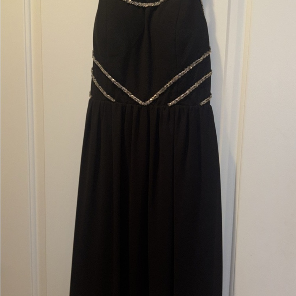 Gianni Bini Black Dress with Gold Logo Detail